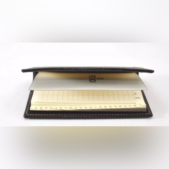 Authentic FENDI Zucca Agenda Notebook Cover Purse Canvas Leather Brown Box - Picture 5 of 16